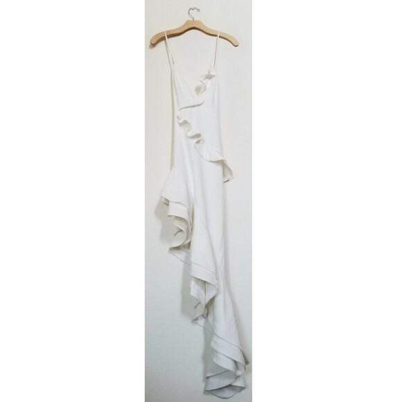 NWT Lovers + Friends Interstellar Gown Asymmetric Ruffled Maxi Dress White Small - Picture 3 of 11